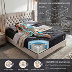7pcs Black Bedding Set\u002F 1pc Mattress, 12-Inch Twin Size Hybrid Mattress with Individually Pocketed Springs (Motion Isolation), Skin-Friendly Breathable Foam, Edge Support, Pressure Relief, Bed-In-A-Box