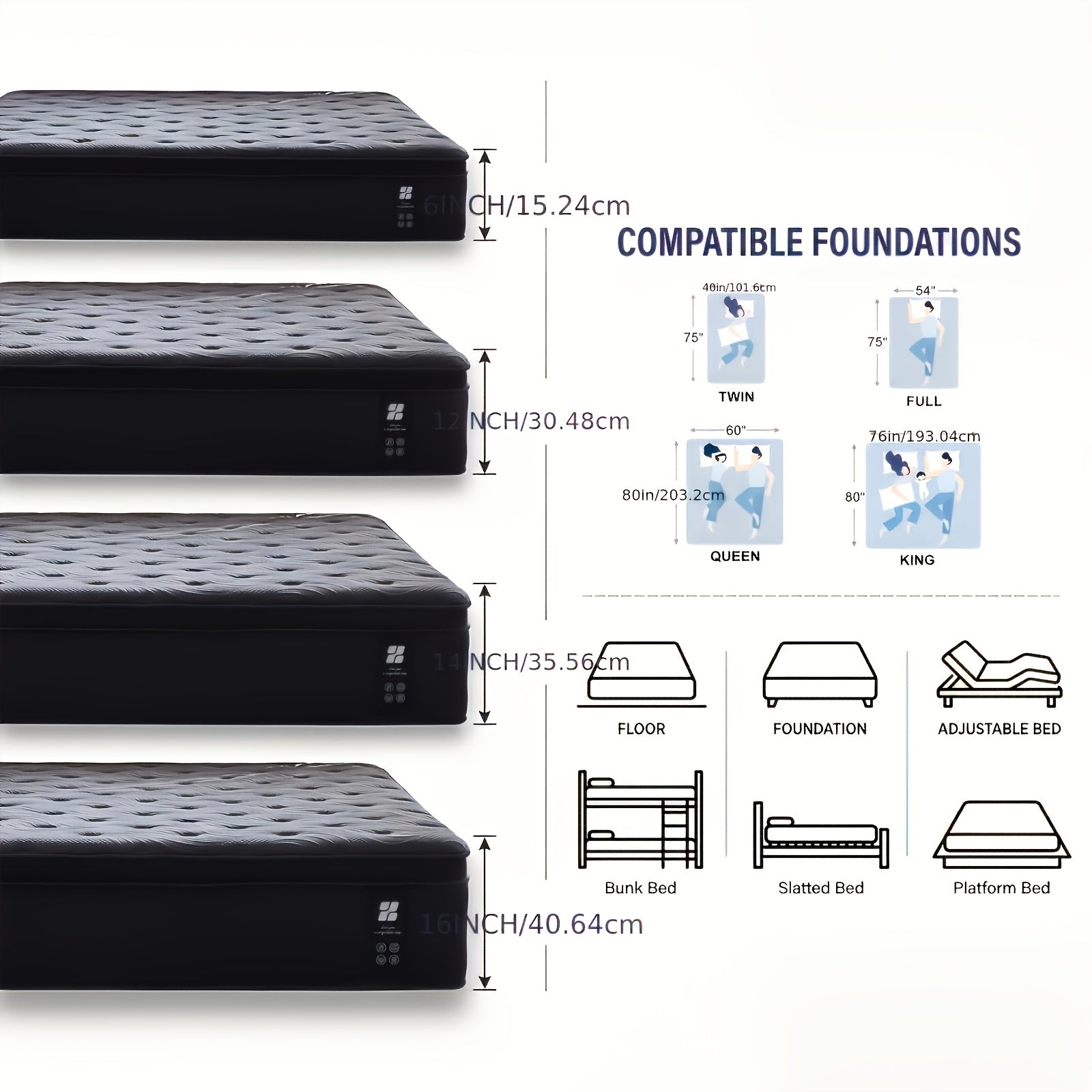7pcs Black Bedding Set\u002F 1pc Mattress, 12-Inch Twin Size Hybrid Mattress with Individually Pocketed Springs (Motion Isolation), Skin-Friendly Breathable Foam, Edge Support, Pressure Relief, Bed-In-A-Box
