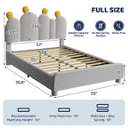 Boucle Bed Frame with Headboard .Cactus Upholstered Platform Bed, Soft Rounded Corners, Solid Wood Slats Support\u002FNo Box Spring Needed