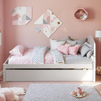 Twin Bed with Trundle, Wood Bed Frame with Headboard And Footboard Wood Platform Captain Beds