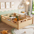 BELLEMAVE3 Different Sizes Of Floor Platform Beds with Full-length Guardrails, Low Bed Frame, No Need for Spring Boxes, Easy to Assemble, Suitable for Bedrooms, Guest Rooms, Apartments, And Dormitories