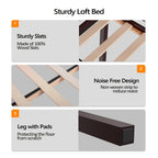 Bonnlo Twin\u002FFull Low Loft Bed with Inclined Stairs - Solid Wood & MDF Bunk Bed Frame, High Guard Rail, No Box Spring Needed, Space-Saving Bed for,,, Small Rooms (No Assembly Required)