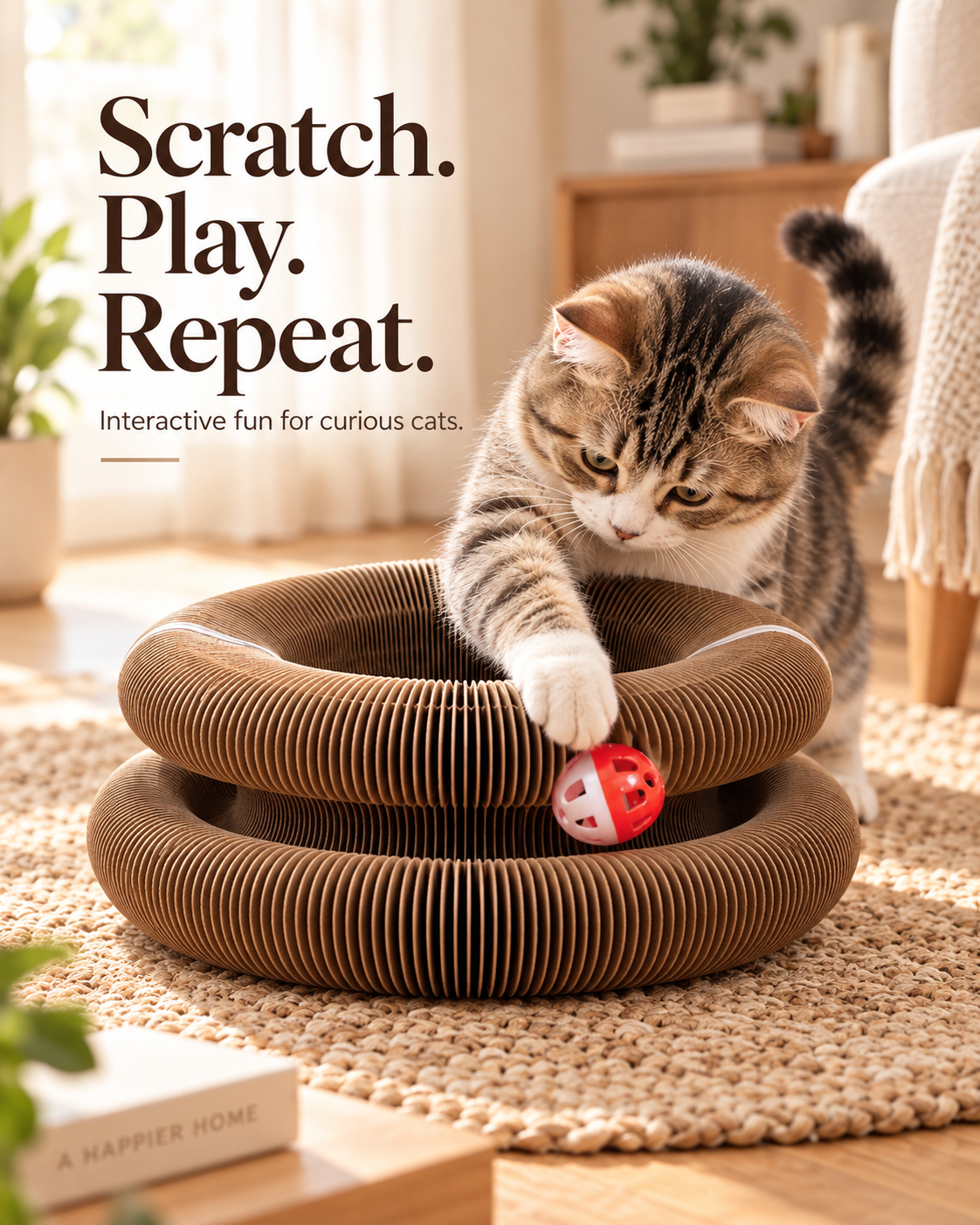 🐾 Magic Accordion Cat Scratcher – Interactive Foldable Cat Toy 🐱