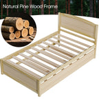 Twin Bed with Trundle, Wood Bed Frame with Headboard And Footboard Wood Platform Captain Beds