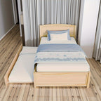 Twin-Sized Daybed with a Pull-Out Trundle, Made of Solid Wood, Featuring Slat Support, Available in White And Grey