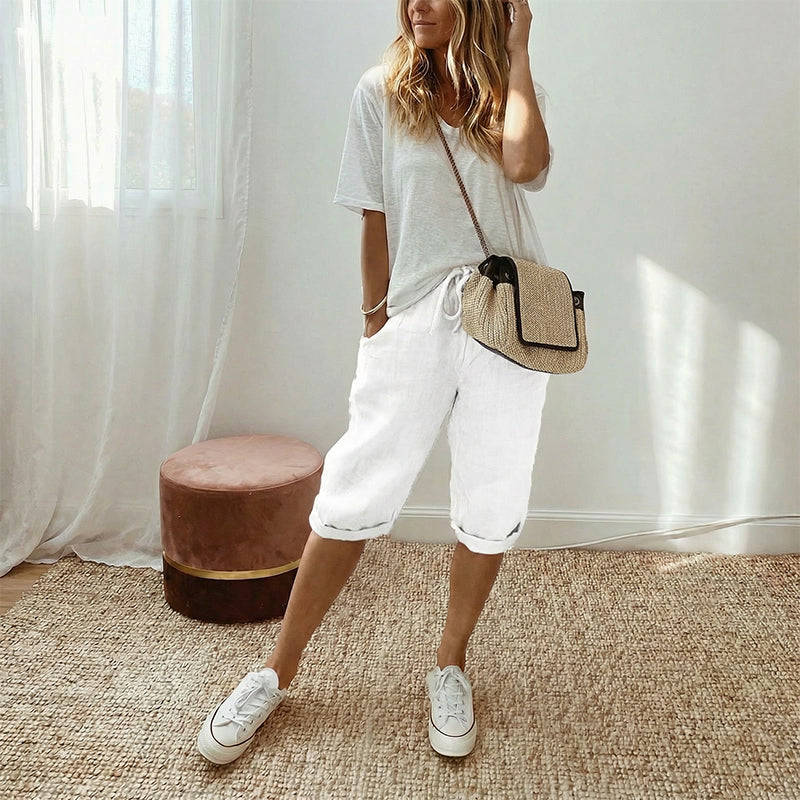 🌷🌷Time-Limited Special Price: 29.99!!⏰Women's Casual Cotton Linen Capris